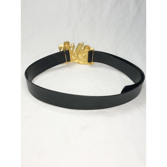 VTG Doreen Ryan Signed Angel Cherubs Belt Brushed Gold Tone 4” Buckle Oversized main image 4